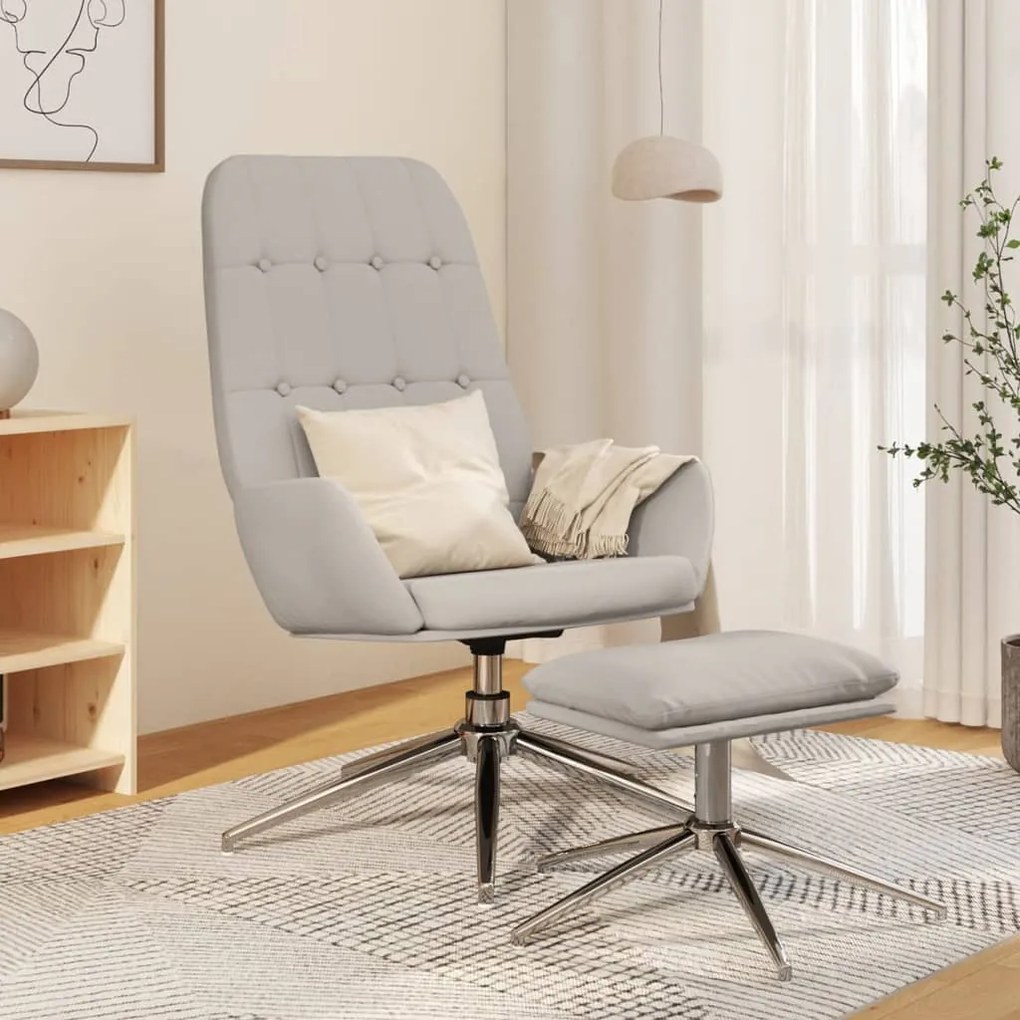 vidaXL Cadeira de descanso com banco p/ pés microfibra cinza-claro