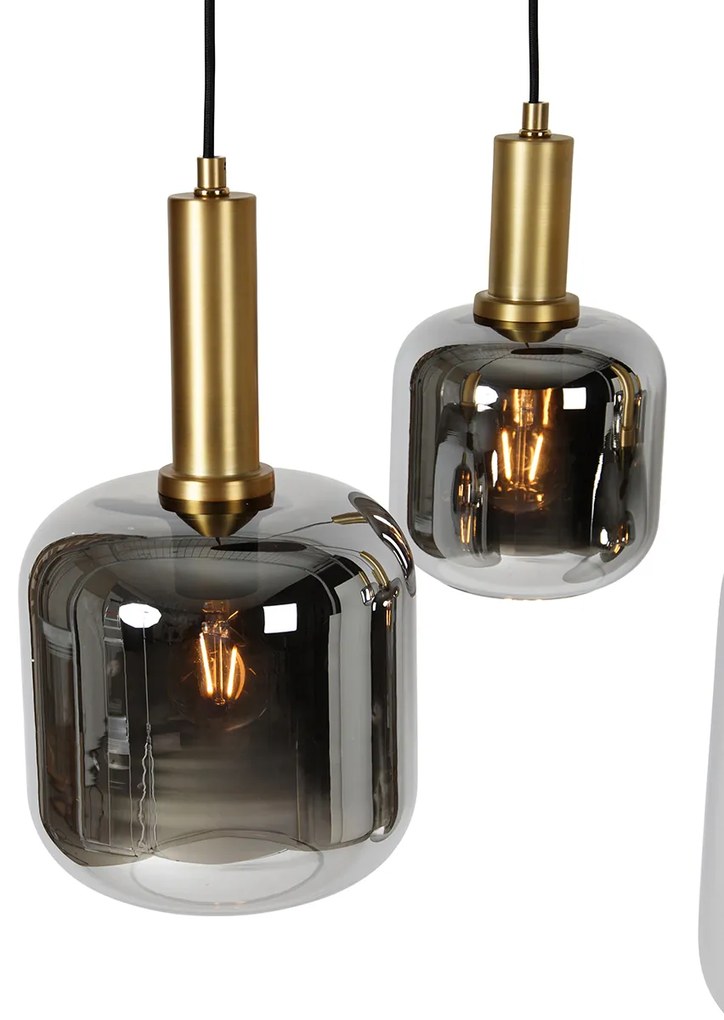 LED Candeeiro suspenso inteligente preto com dourado e vidro fumê oval 5-luzes incl. 5 Wifi A60 - Zuzanna