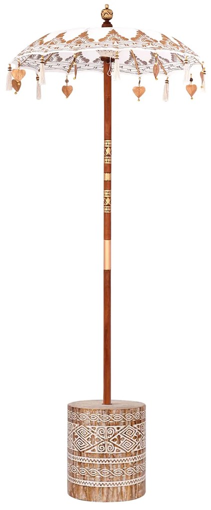 vidaXL Parasol Balinês com Base Creme 95 x 95 x 260 cm