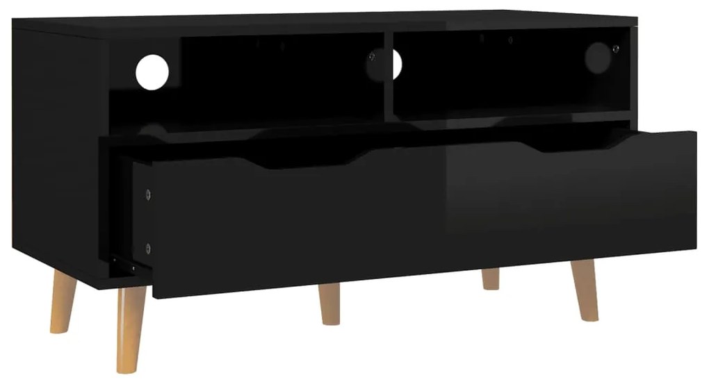 Móvel de TV 90x40x48,5 cm derivados de madeira preto brilhante