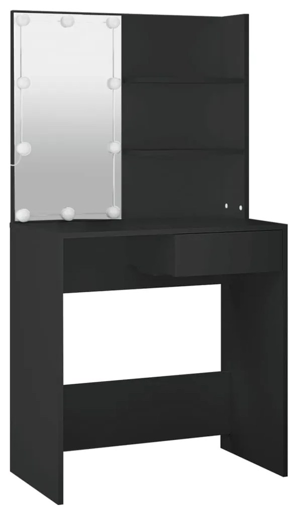 Toucador com luzes LED 74,5x40x141 cm preto