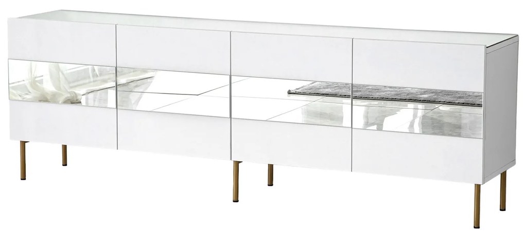 Móvel TV Leon – Branco e Dourado – 180x59x35 cm