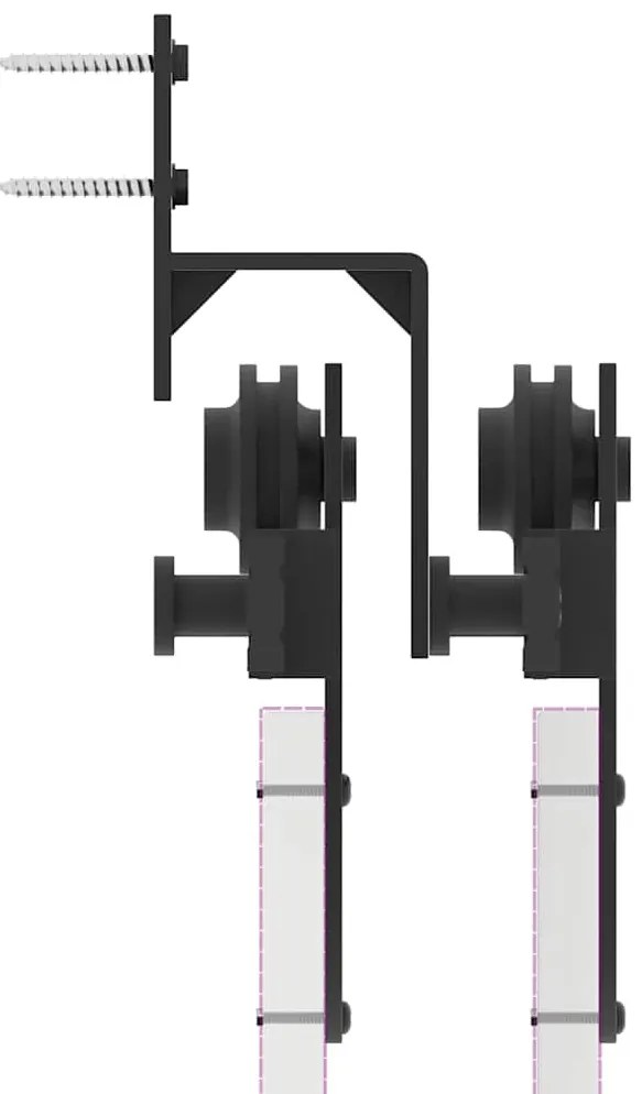 Kit de ferragens para porta deslizante 366 cm aço preto