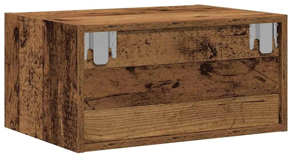 Mesa de cabeceira de parede com luzes LED madeira velha