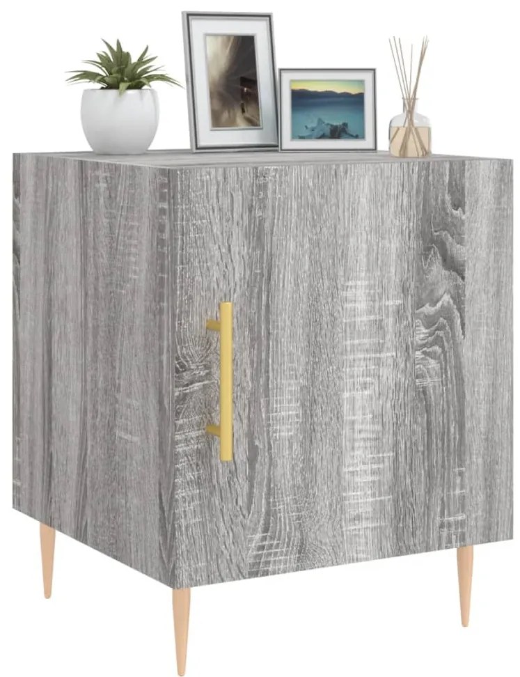 Mesa cabeceira 40x40x50 cm derivados de madeira cinzento sonoma