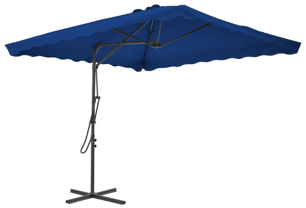 312517 vidaXL Guarda-sol de exterior c/ poste aço 250x250x230 cm azul
