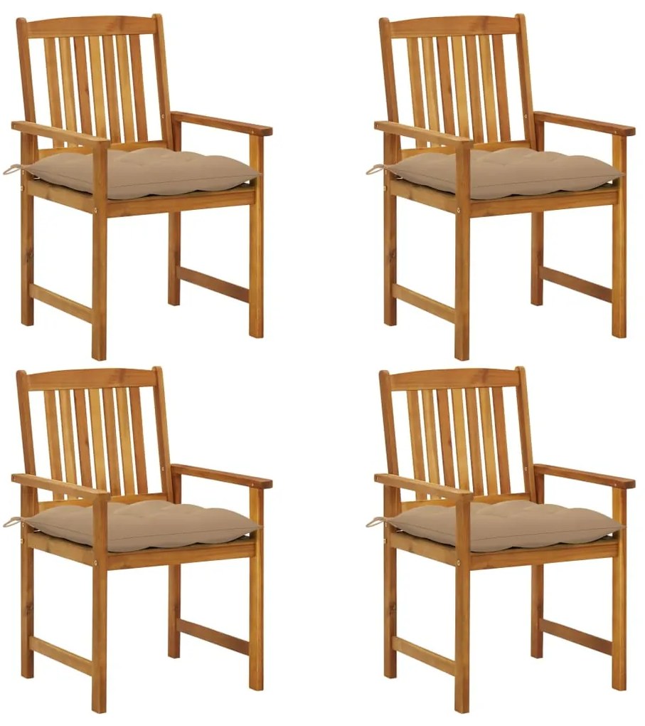 vidaXL Cadeiras de jardim c/ almofadões 4 pcs madeira de acácia maciça