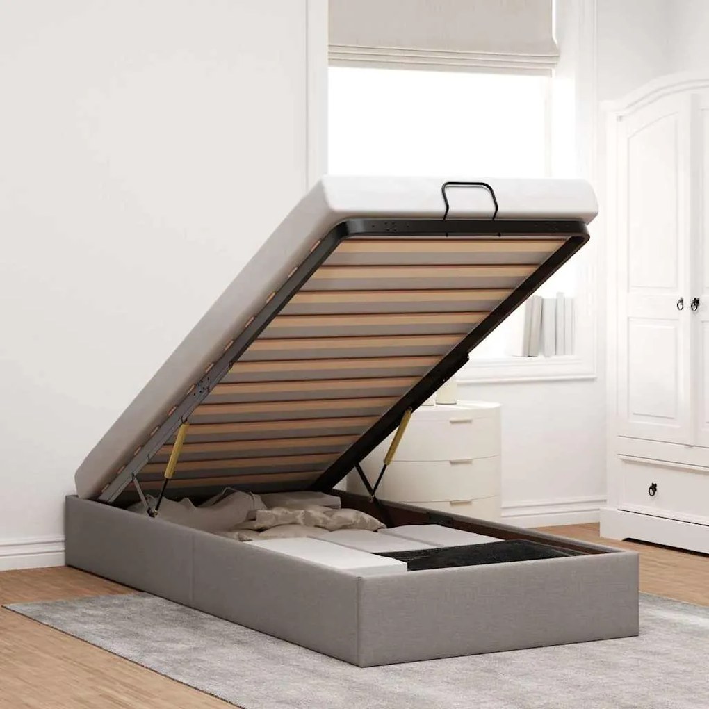 vidaXL Estrutura de cama otomana sem colchão 80x200 cm tecido cinzento