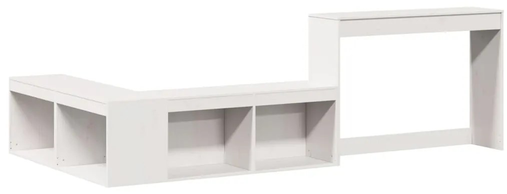 Mesa cabeceira c/ secretária 232x112x75 cm pinho maciço branco