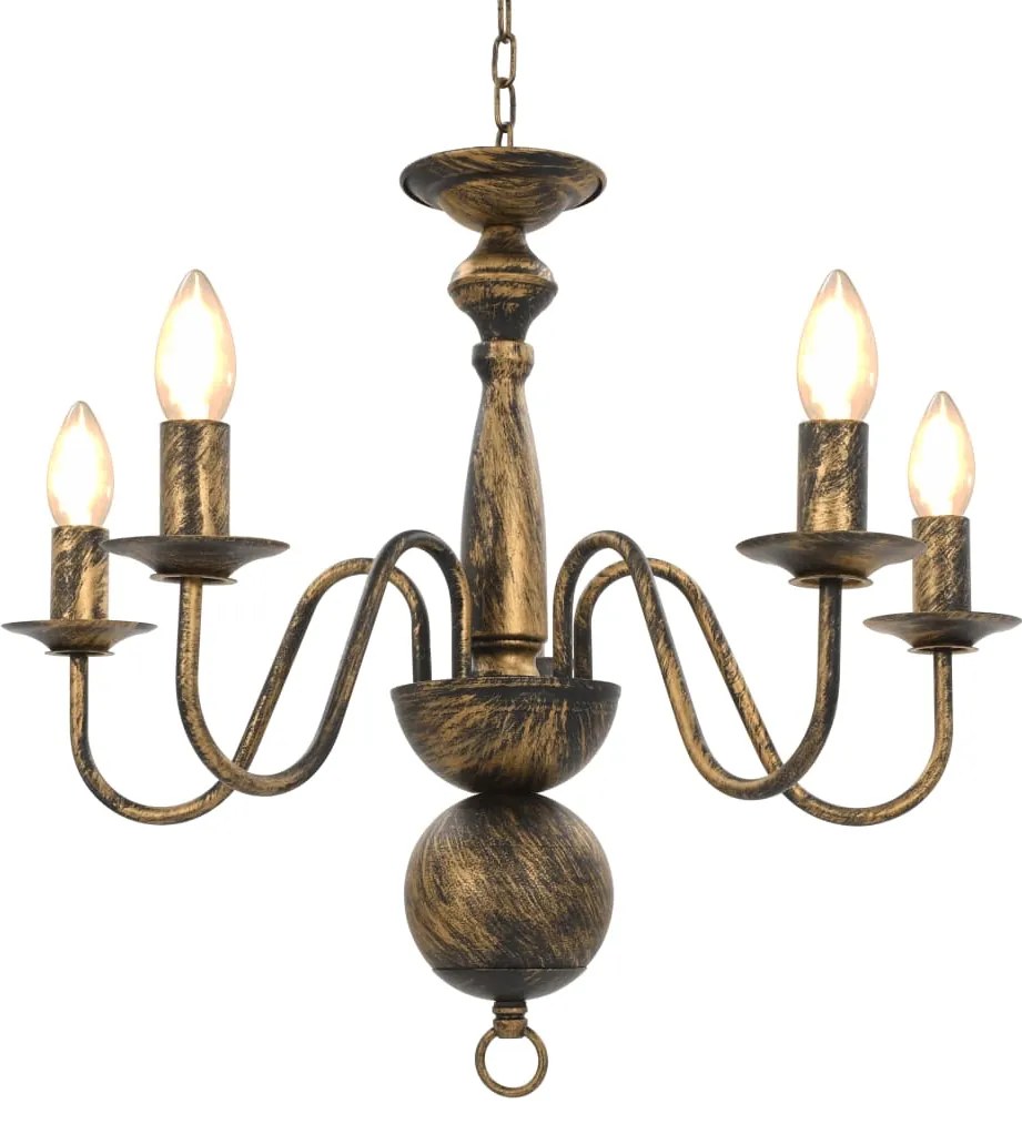Lustre antigo de 5 lâmpadas E14 preto