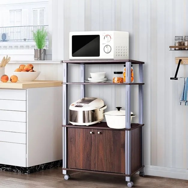Estante para micro-ondas e Arrumação de cozinha 60 x 40 x 98 cm Castanho