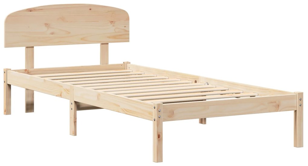 Estrado de Cama com Cabeceira 90x190 cm Madeira Maciça Pinho