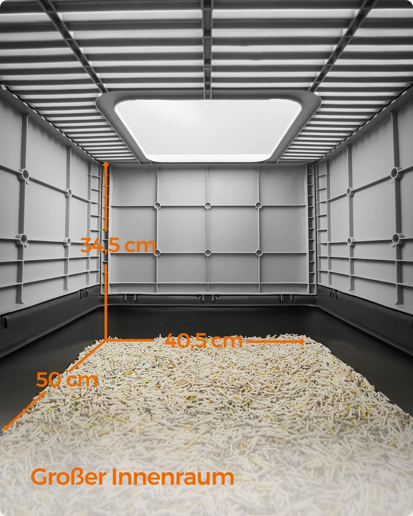 Caixa de areia para gatos com tampa e pá espaçoso Cinzento antracite