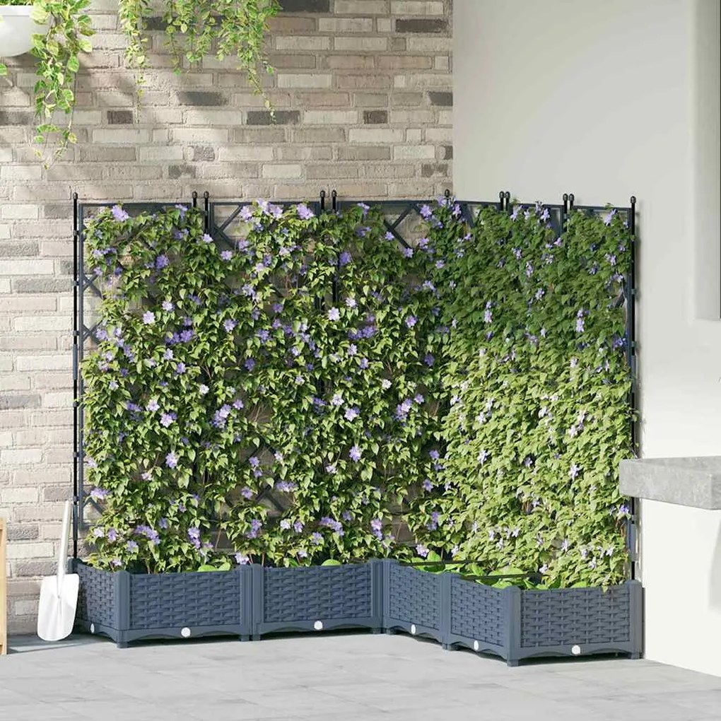 Floreira com Treliça 5 pcs Cinza 120x120x125.5 cm
