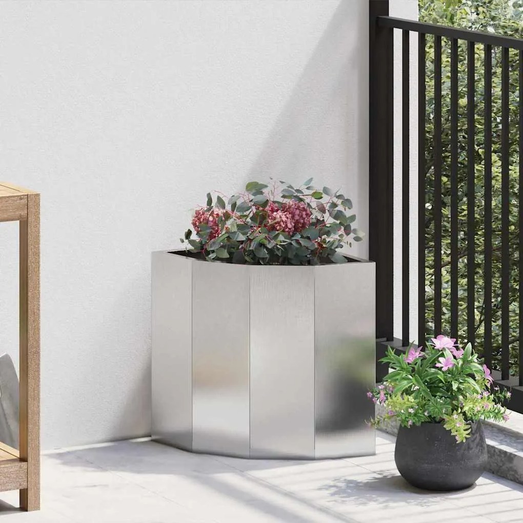 vidaXL Vaso de Canto Prateado 30 x 30 x 35 cm Aço inoxidável