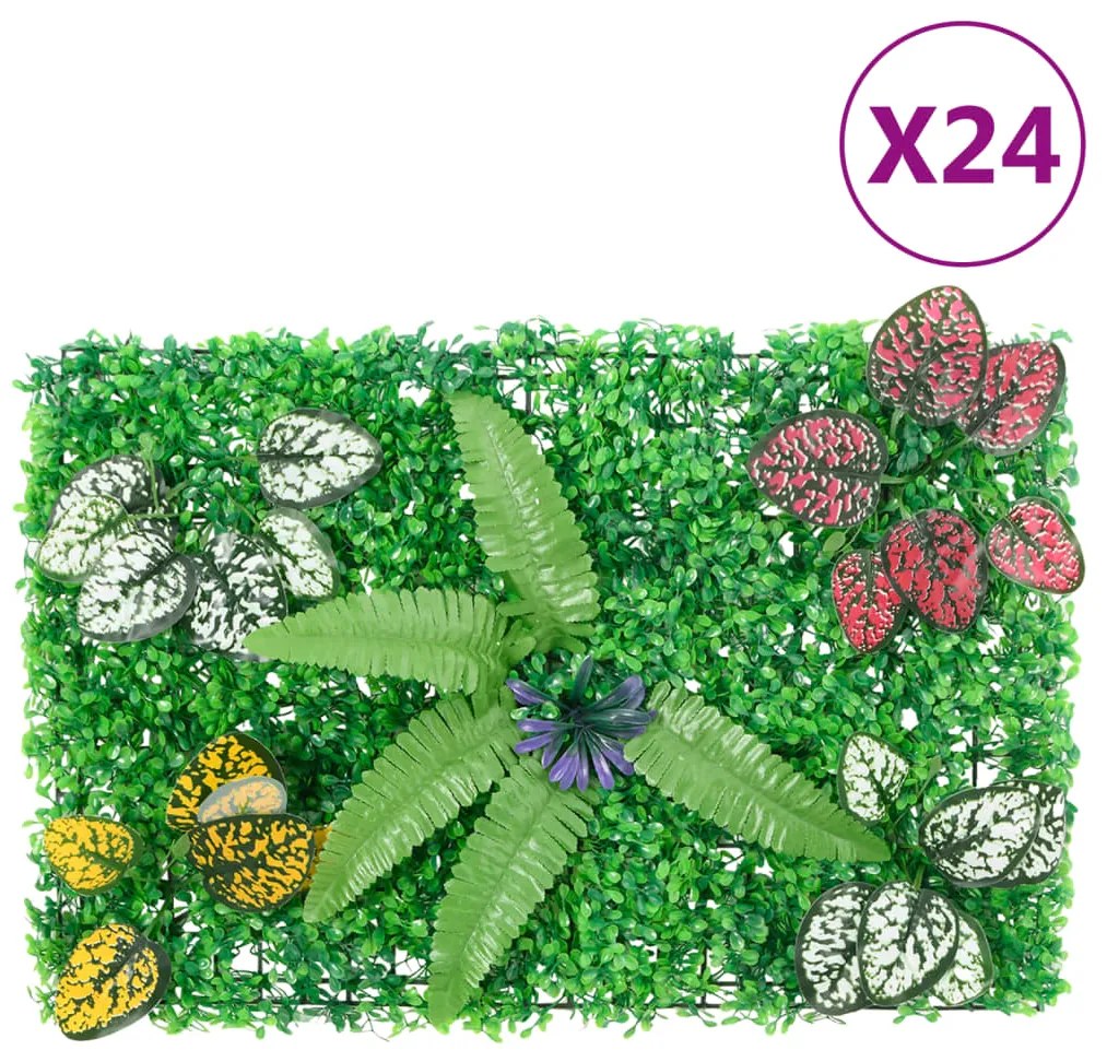  vidaXL Vedação de plantas artificiais 24 pcs 40x60 cm verde