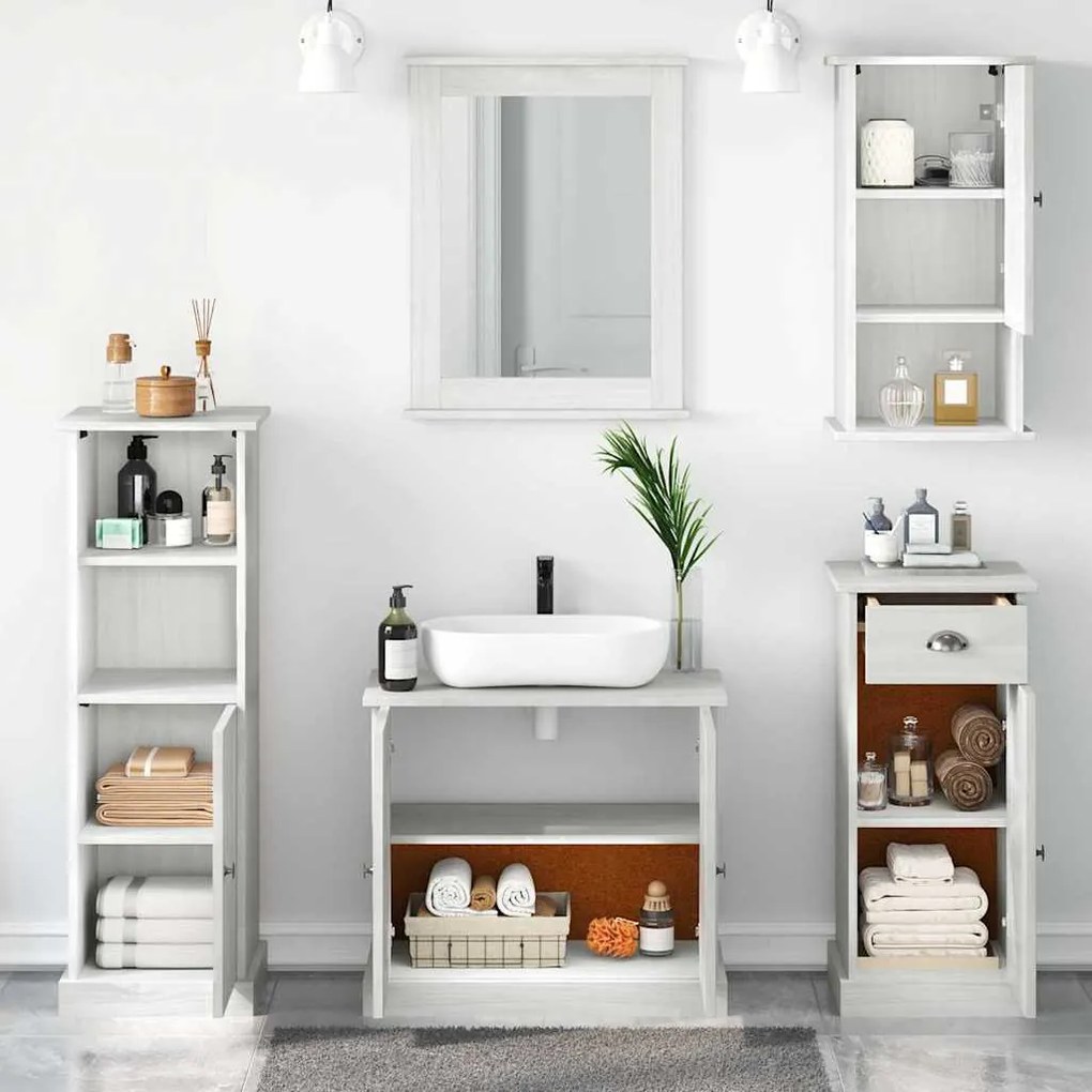Conjunto de Móveis para Banheiro com gaveta 5 pcs Branco antigo