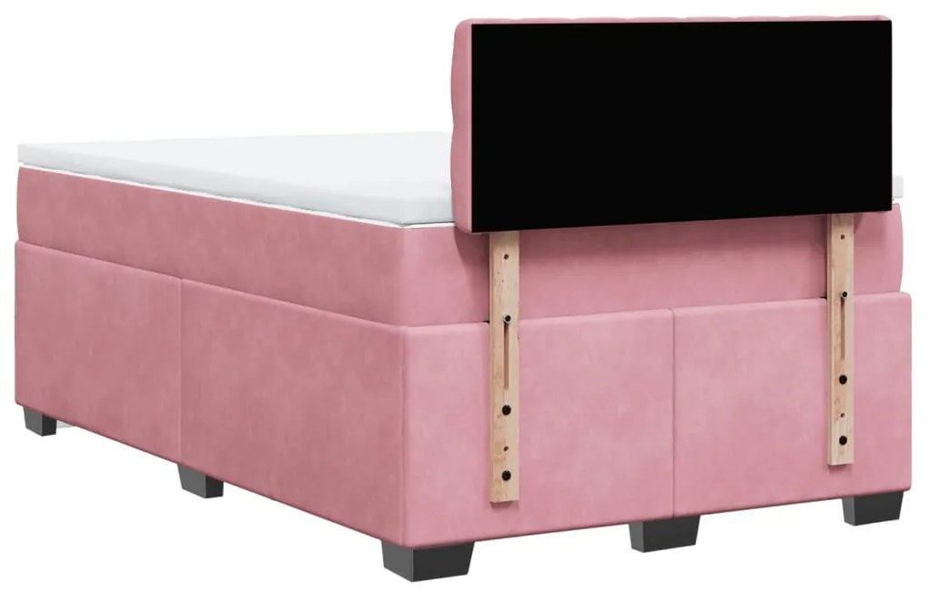 Cama boxspring com colchão 120x200 cm veludo rosa