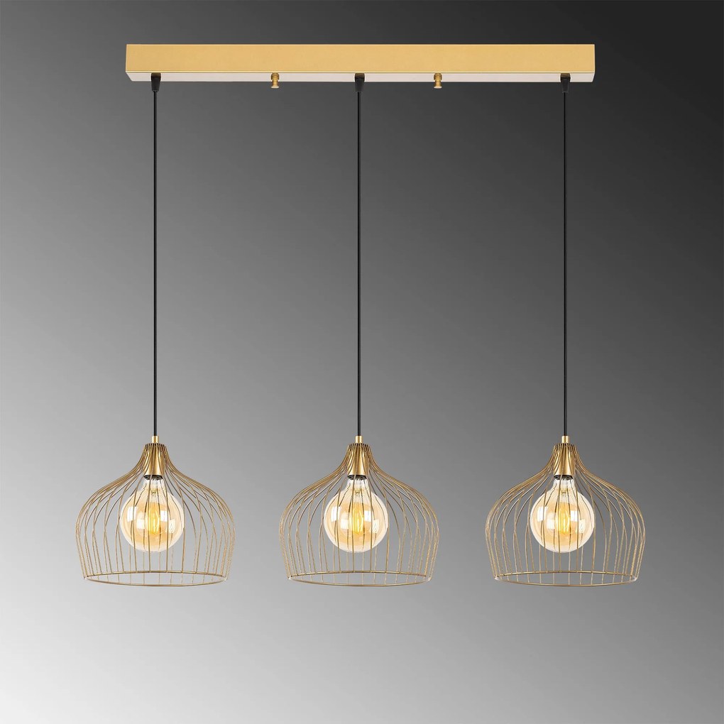 Candeeiro de Teto Bek – Dourado Brilhante – 102 x 30 x 121 cm