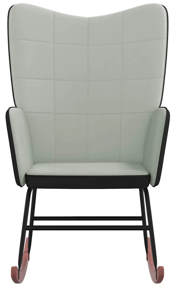 Cadeira de baloiço PVC e veludo cinzento-claro