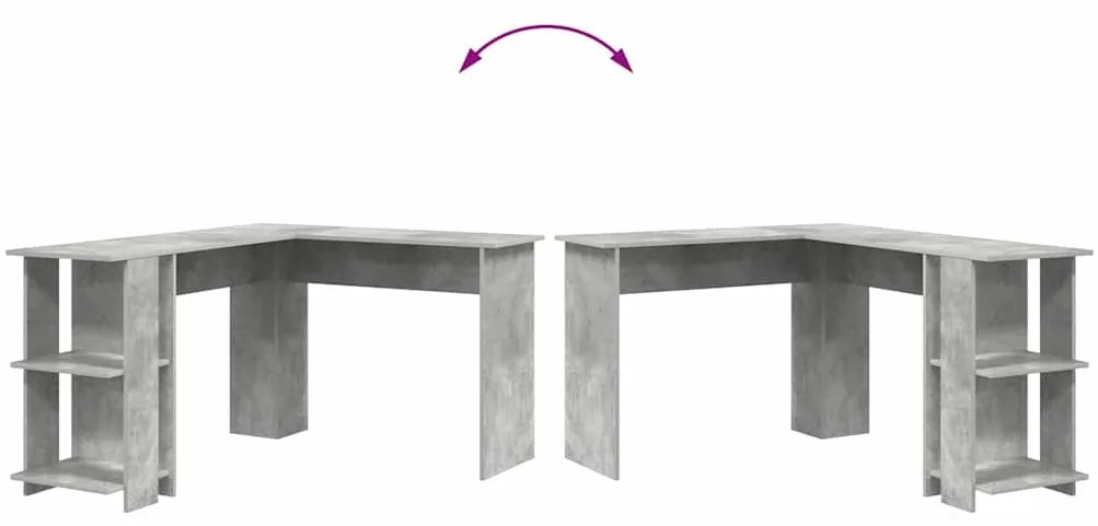 Mesa de Canto com Armazenamento em Concreto Cinza 140x113,5x75cm