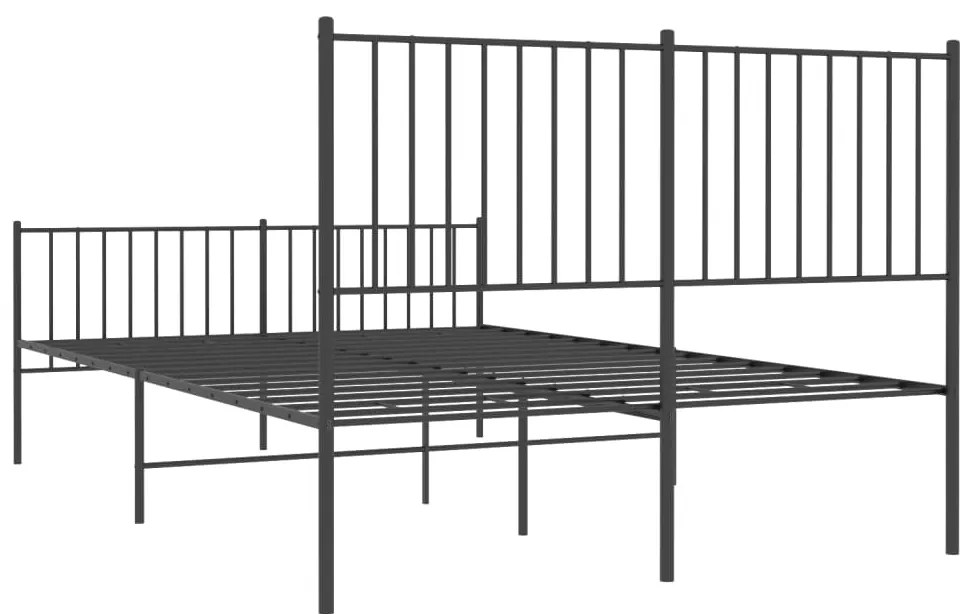 Estrutura de cama com cabeceira e pés 140x190 cm metal preto