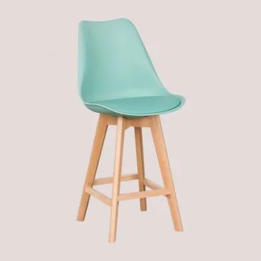 Pacote De 2 Bancos Altos De 65 Cm Com Almofada Em Couro Sintético Nórdico Verde Jade - Sklum