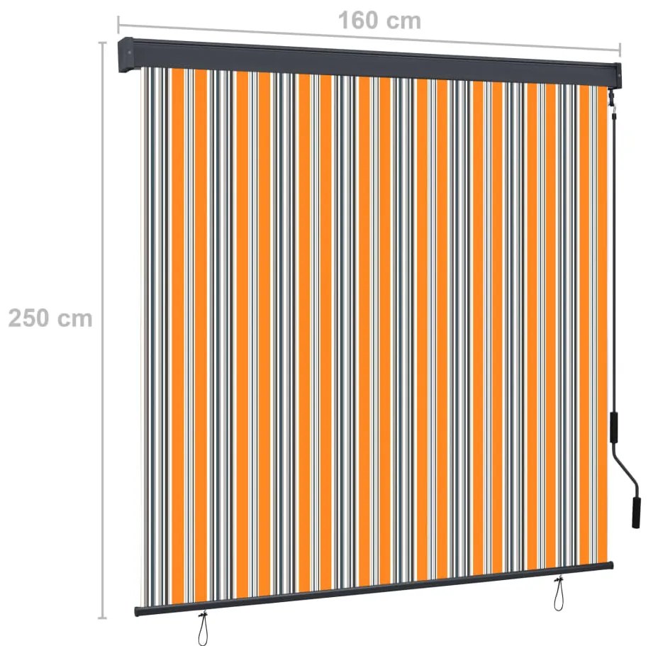 Estore de rolo para exterior 160x250 cm amarelo e azul