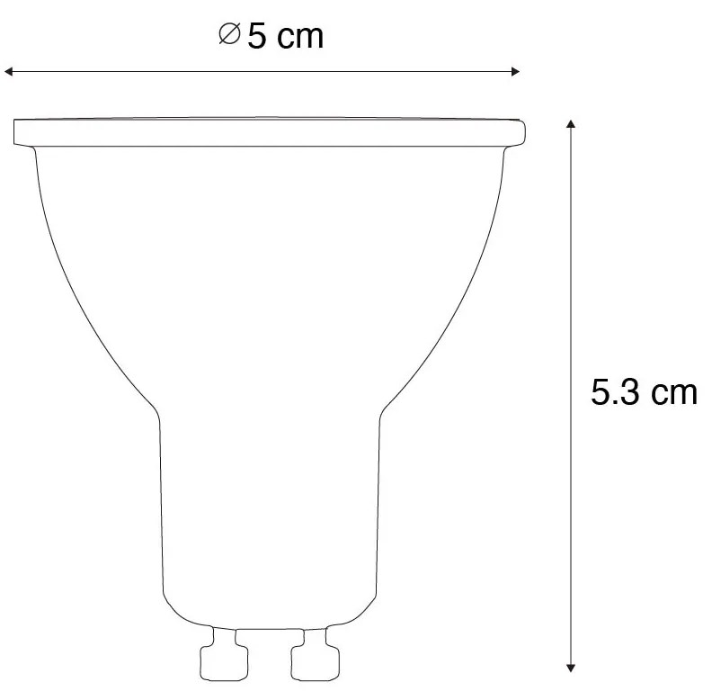 Conjunto de 5 Lâmpada LED regulável em 3 passos GU10 50mm favo de mel 6W 400LM 3000K