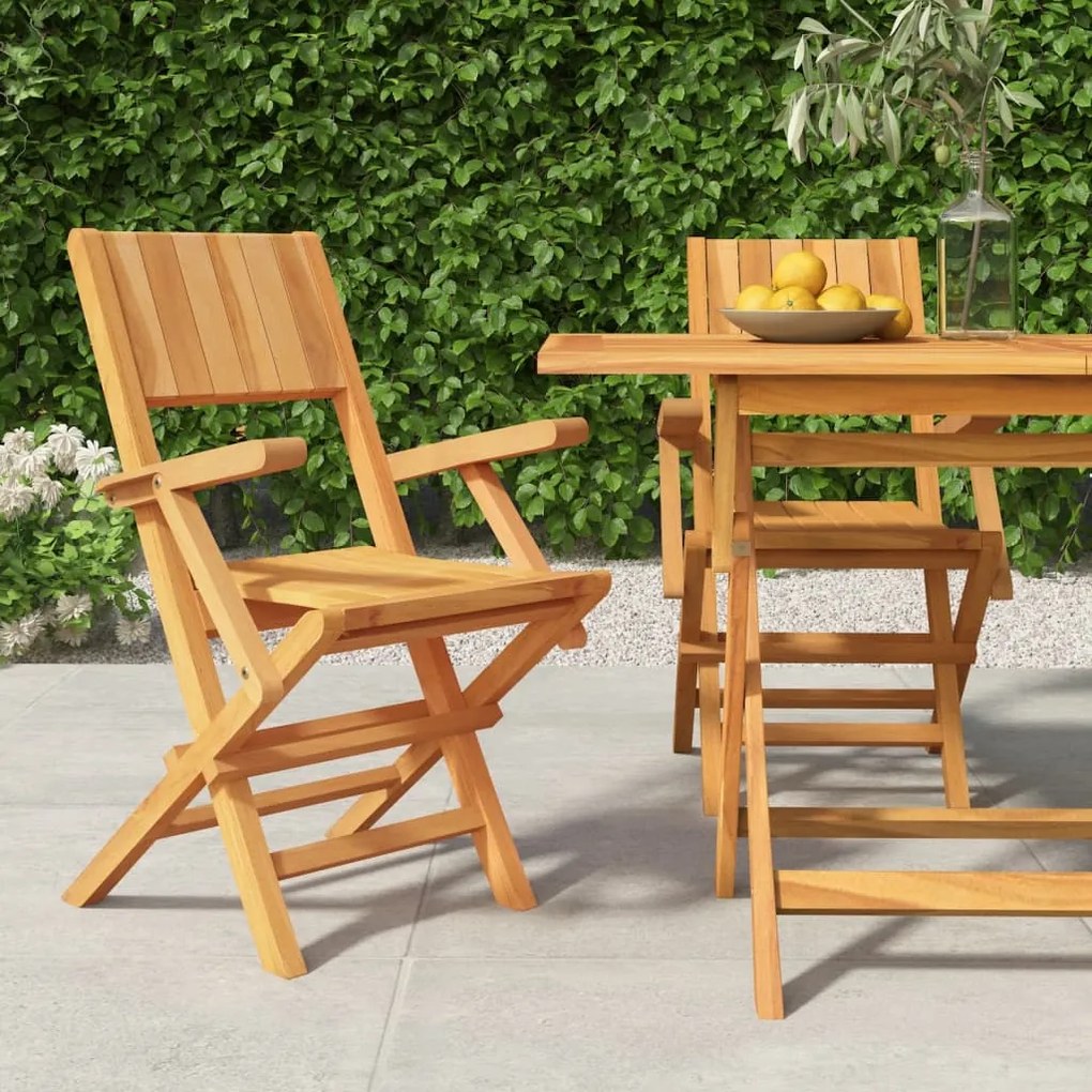 vidaXL Cadeiras de jardim dobráveis 2 pcs 55x61x90 cm teca maciça