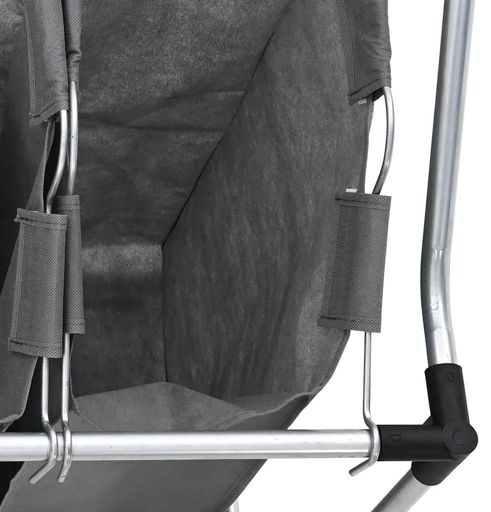 Cesto para roupa suja com rodas 4 compartimentos cinzento