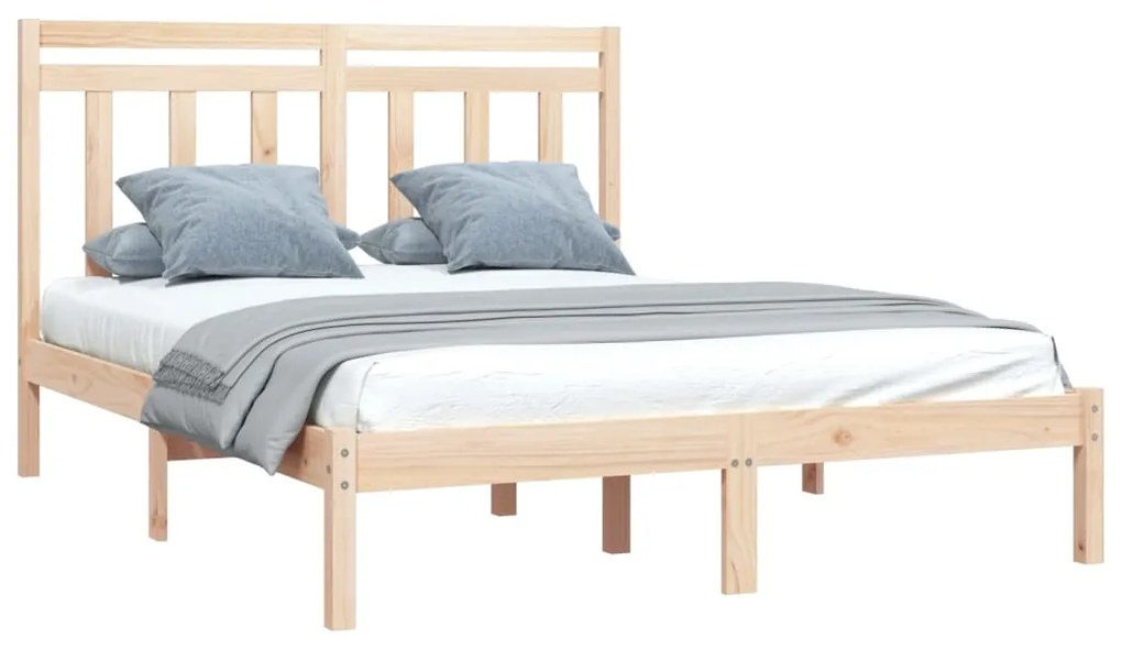 Estrutura de cama dupla 135x190 cm madeira maciça