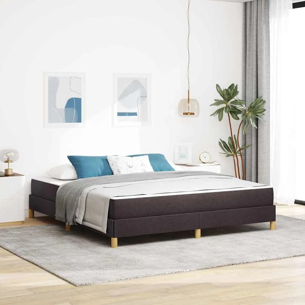 vidaXL Cama Box com colchão Marrom Escuro 180 x 200 cm tecido