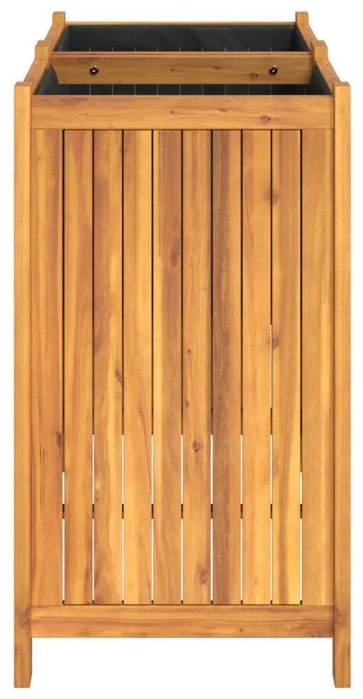 Vaso/floreira de jardim com forro 84x42x75 cm acácia maciça