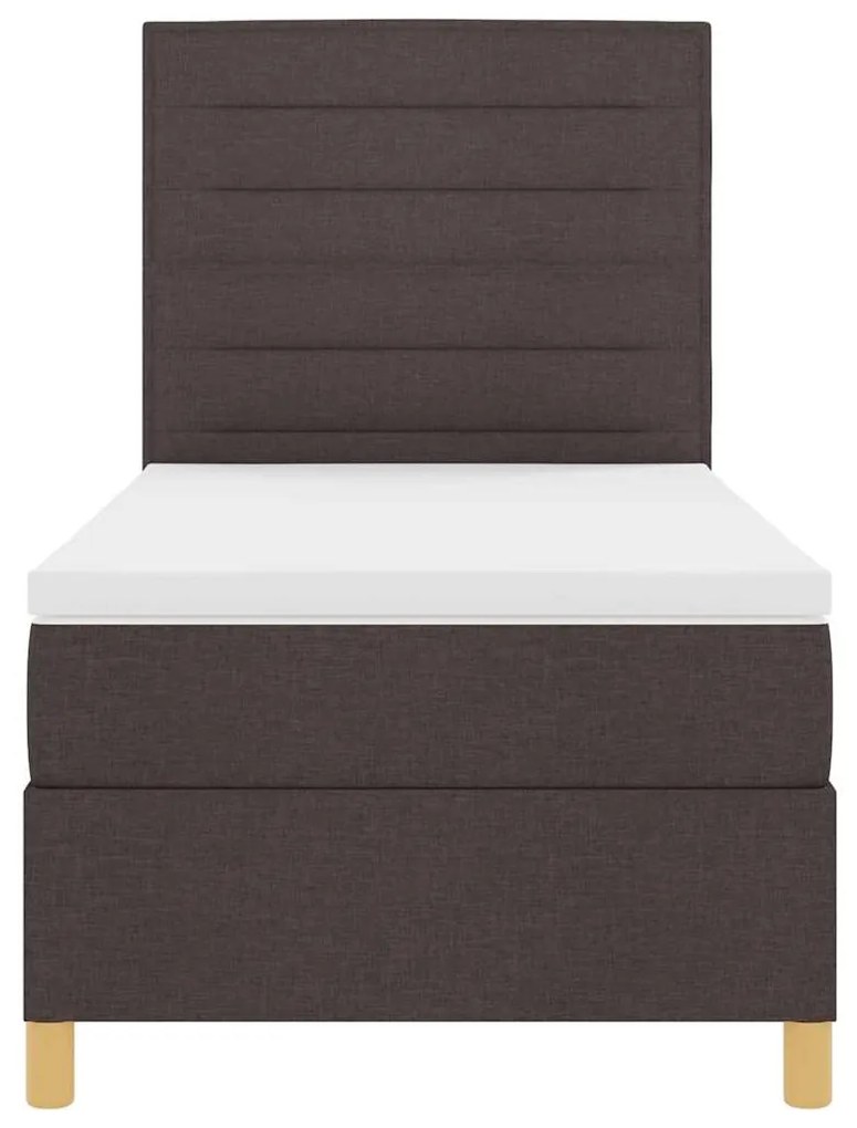 Cama Box com Colchão e LED Castanho Escuro 100x200 cm Tecido
