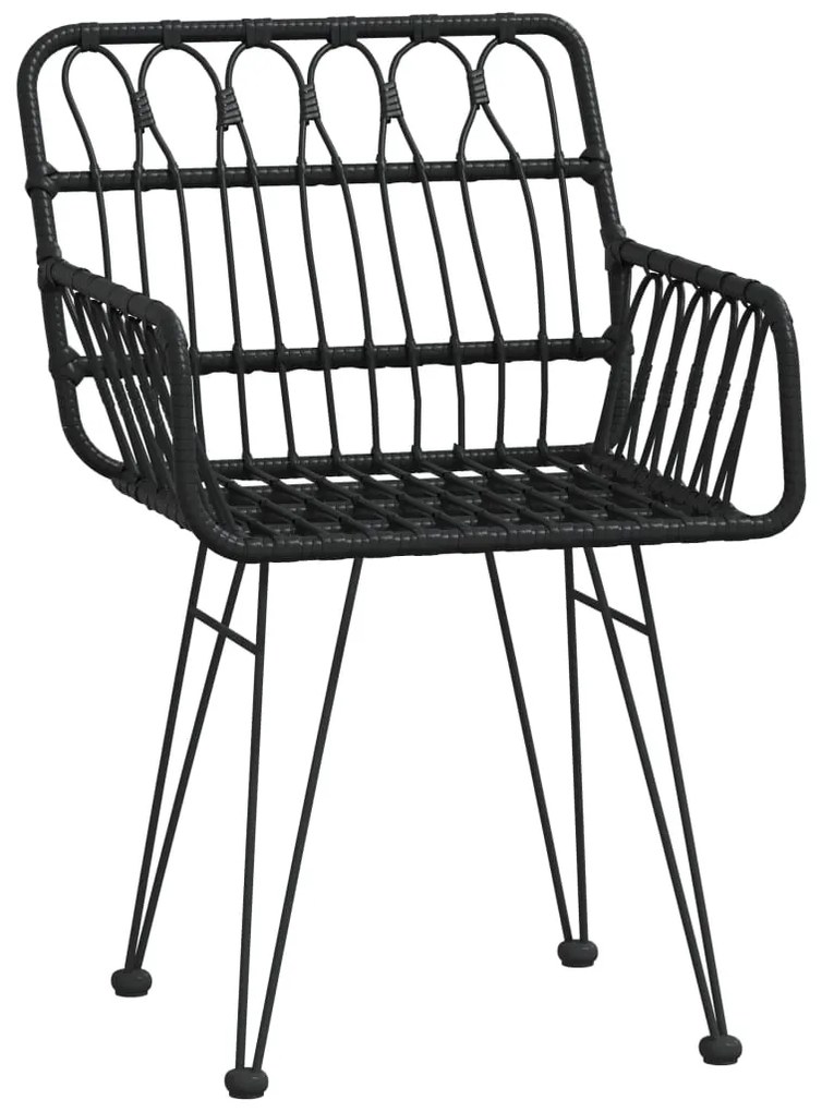 7 pcs conjunto de jantar para jardim vime PE preto