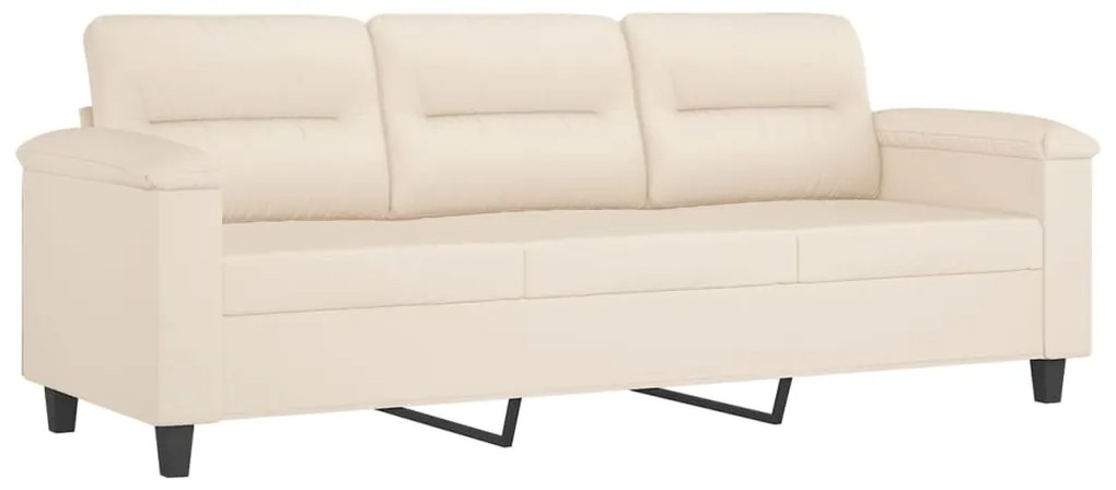 Sofá 3 lugares c/ almofadas 180 cm microfibra bege