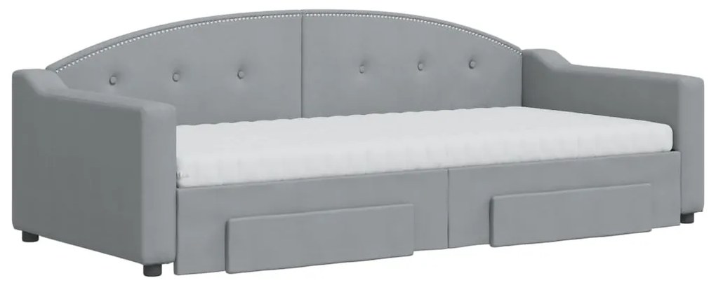 Sofá-cama c/ gavetão e gavetas 90x200 cm tecido cinzento-claro