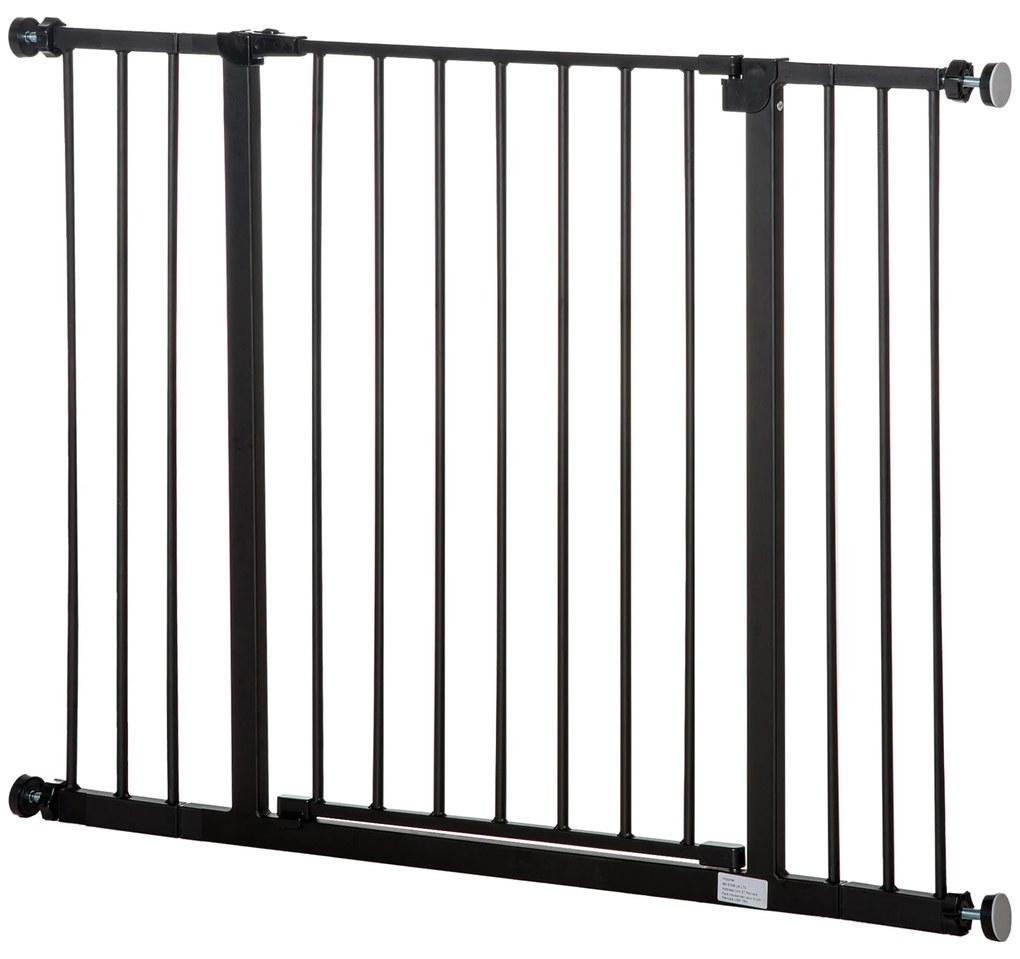 Barreira de Segurança para Animais de Estimação Extensível para Escadas e Portas Barreira de Segurança 76-107x76 cm Preto