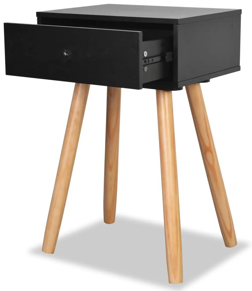 Mesas de cabeceira 2 pcs pinho maciço 40x30x61 cm preto