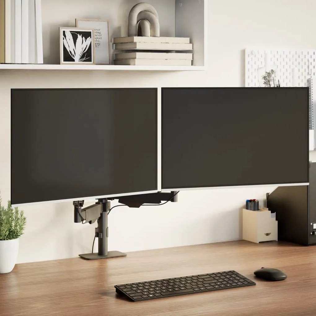 vidaXL Braço para monitor duplo ecrã de 27" máx. mola a gás 20 kg