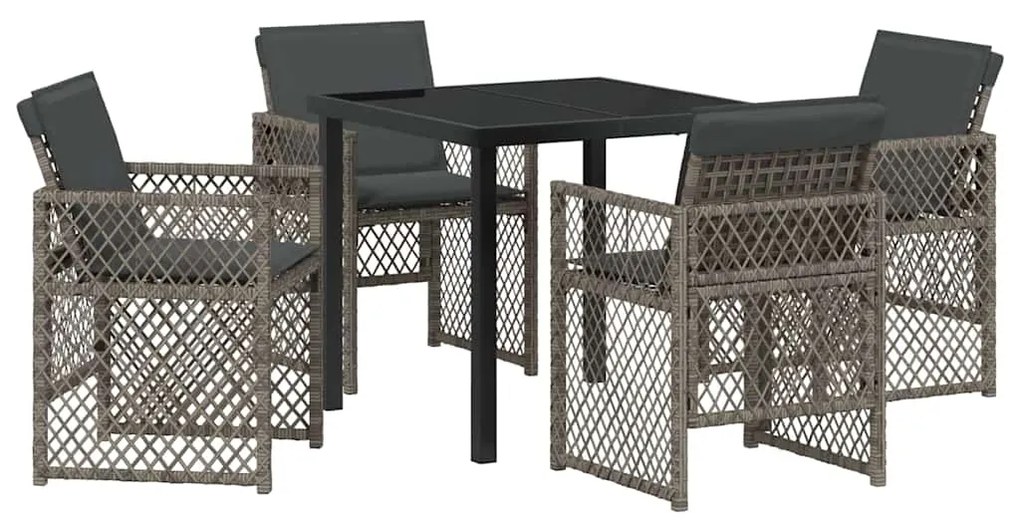 Conjunto de Jantar de Jardim vidaXL 5 Peças com Almofadas Cinza Vime