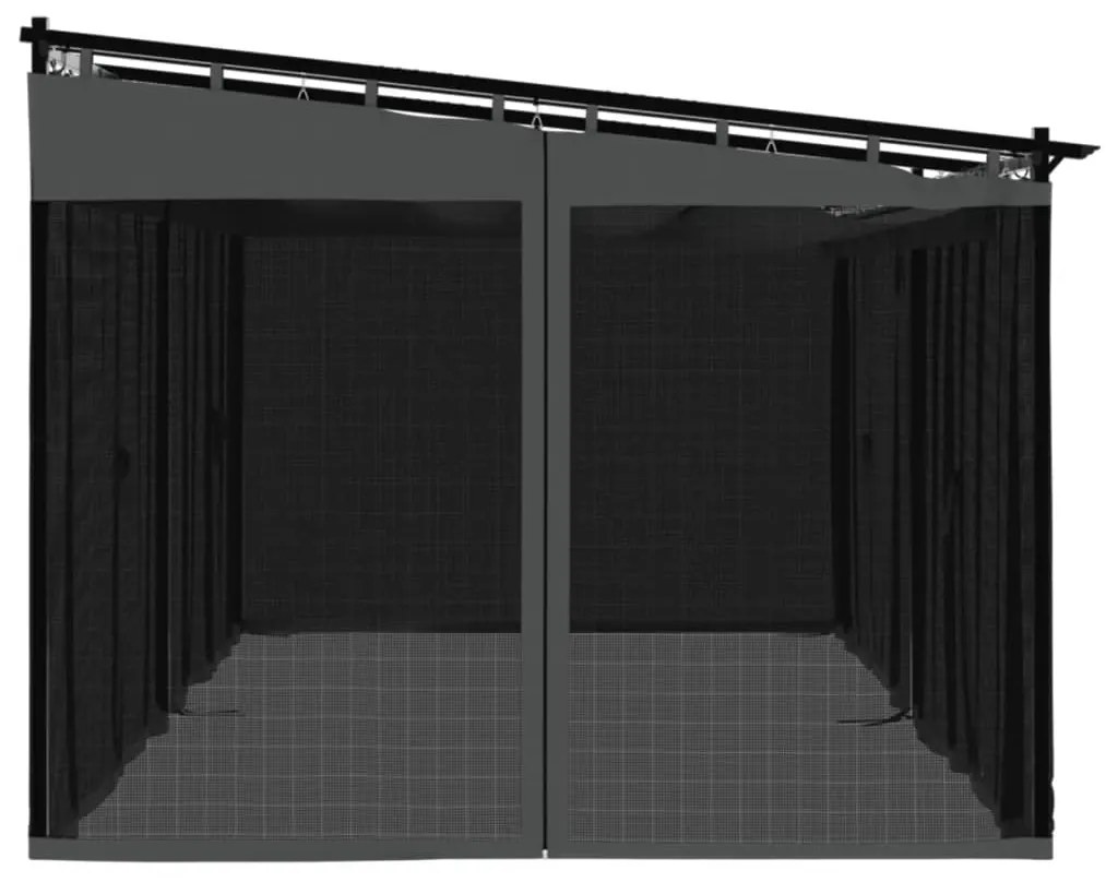 Gazebo com paredes de malha 6x3 m aço antracite