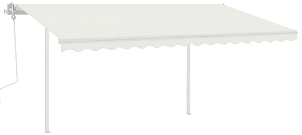 Toldo retrátil manual com postes 4x3 m cor creme