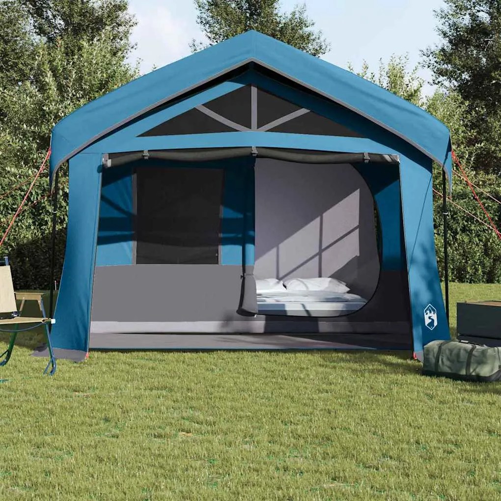 Tenda de Camping Azul com Janelas para 10 Pessoas à Prova d'Água
