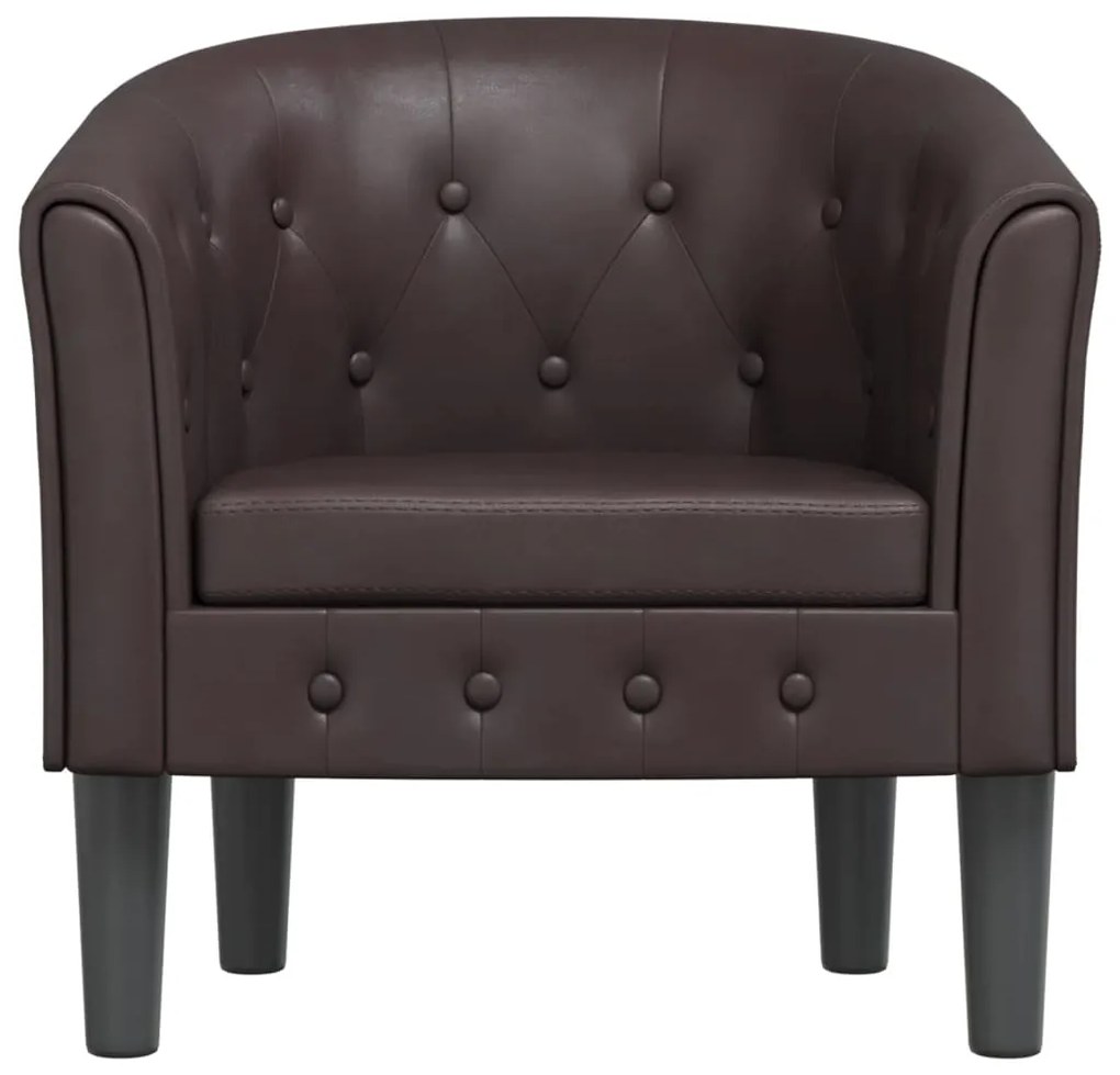 Poltrona couro artificial castanho
