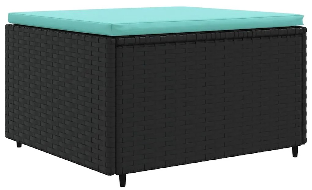 8 pcs conjunto lounge de jardim c/ almofadões vime PE preto