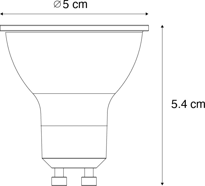 Conjunto de 5 Lâmpadas LED transparentes reguláveis GU10 50mm 2.5W 450 lm 3000K
