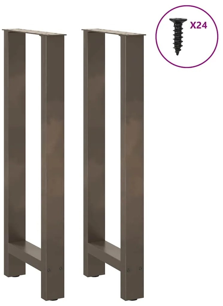 Pés de mesa de bar em aço natural, 2 peças, 50x (100-101) cm, aço