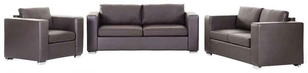 Conjunto de sofás com 5 lugares em pele castanha HELSINKI Beliani